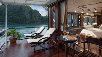 Balcony on Azalea Cruises Cat Ba Island Balcony on Azalea Cruises Cat Ba Island
