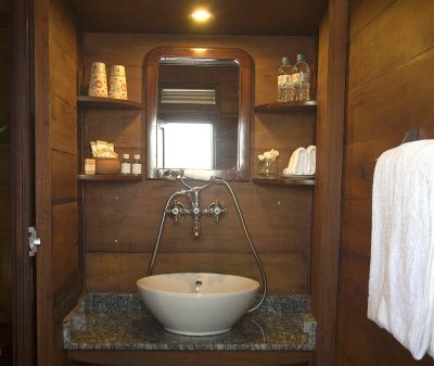 Bathroom amenities on Bassac Boat Bathroom on Bassac Boat