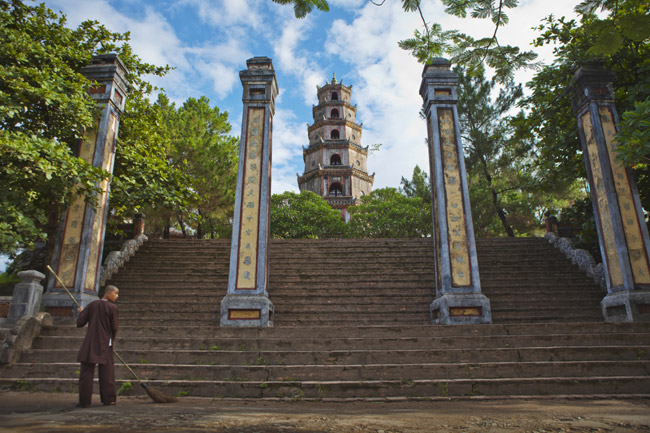 Monk at Thien Mu pagoda, Hue