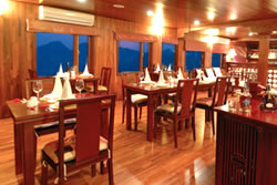 Dining room on Valentine Cruise Halong Bay Vietnam Dining room on Valentine Cruise Halong Bay Vietnam
